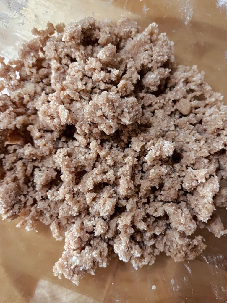 A bowl of cinnamon streusel topping